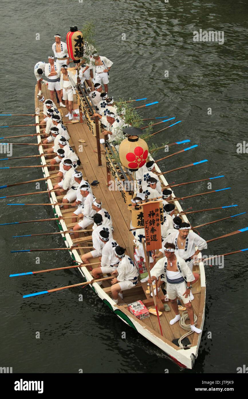 Japan, Osaka, Tenjin Matsuri, Festival, Funatogyo, Boot Prozession, Menschen, Stockfoto