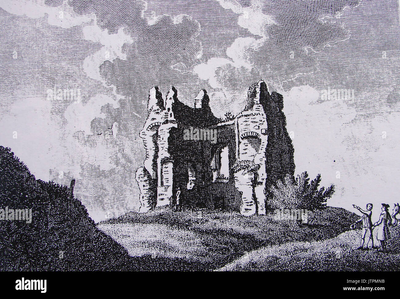 Ludgershall Castle Ruins, Wiltshire. England im Jahre 1775 Stockfoto
