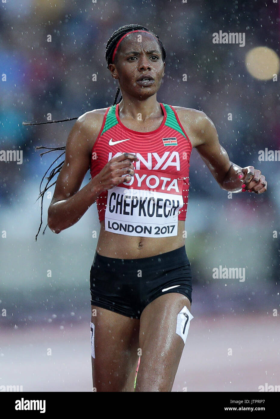 Kenias Beatrice Chepkoech während 3000 m Hindernislauf der Frauen am Tag sechs der Leichtathletik-WM 2017 auf der Londoner Stadion. PRESS ASSOCIATION Foto. Bild Datum: Mittwoch, 9. August 2017. Siehe PA Geschichte leichtathletik Welt. Photo Credit: Yui Mok/PA-Kabel. Einschränkungen: Nur für den redaktionellen Gebrauch bestimmt. Keine Übertragung von Ton oder bewegte Bilder und kein Video simulation Stockfoto