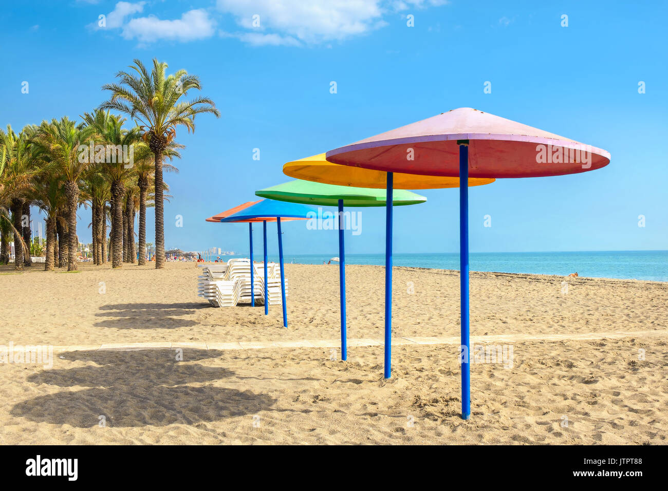 Torremolinos Beach. Provinz Malaga, Costa del Sol, Andalusien, Spanien Stockfoto