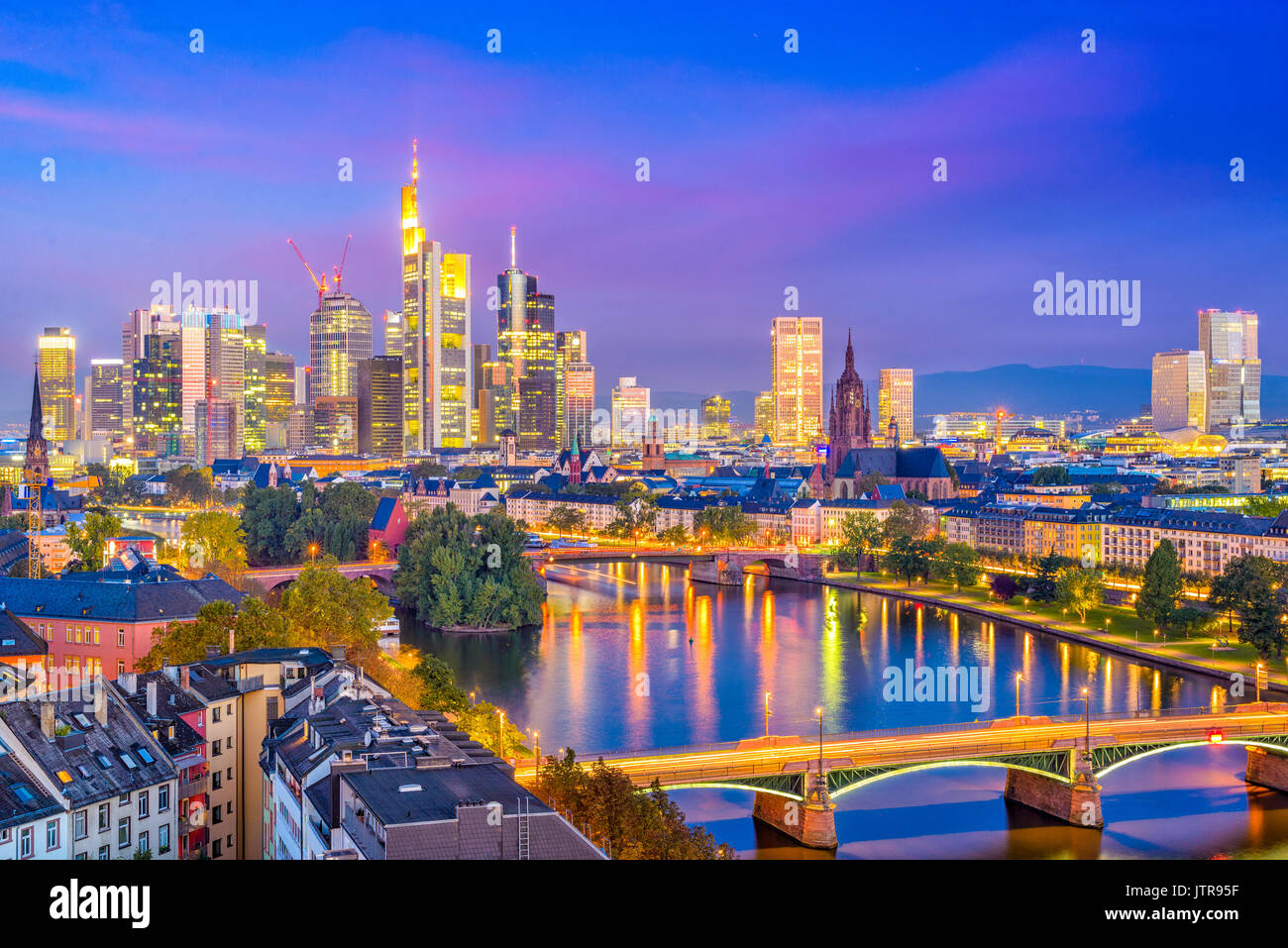 Frankfurt am Main, Deutschland Downtown Skyline der Stadt. Stockfoto