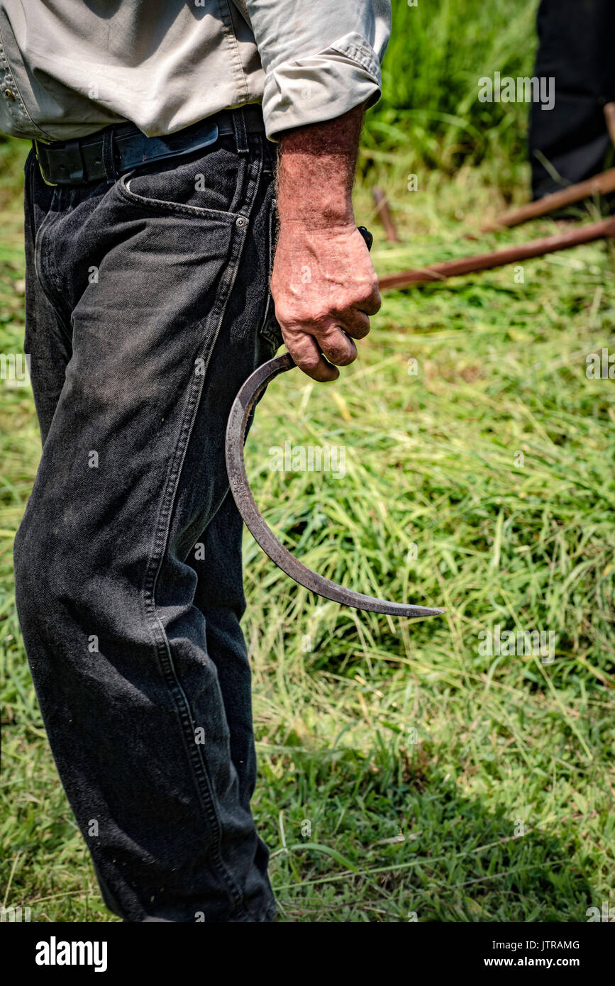 Ernte, dreschmaschine Tage, Displays und Erholung der antiken landwirtschaftliche Geräte und Techniken in Lancaster County. Stockfoto