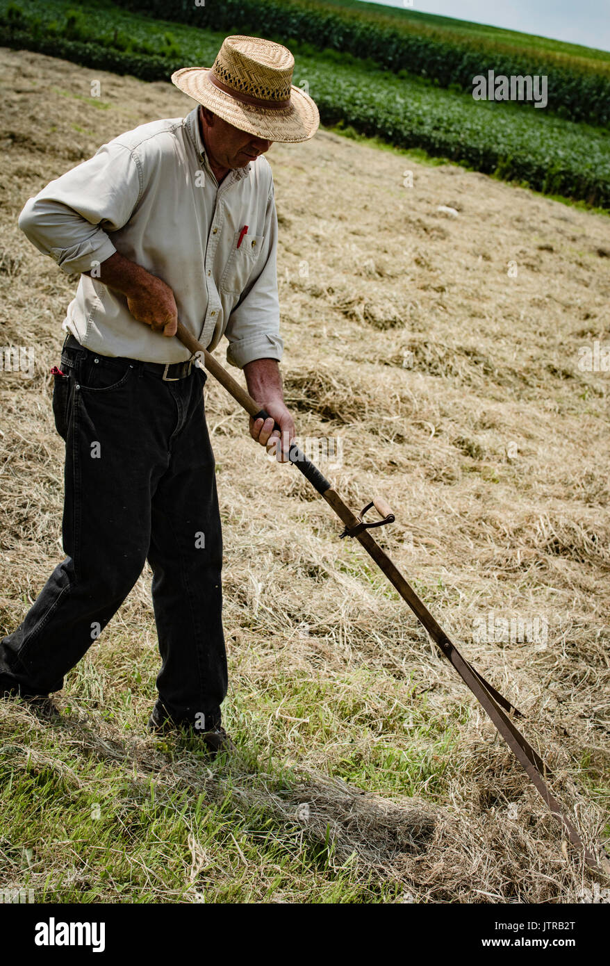 Ernte, dreschmaschine Tage, Displays und Erholung der antiken landwirtschaftliche Geräte und Techniken in Lancaster County. Stockfoto
