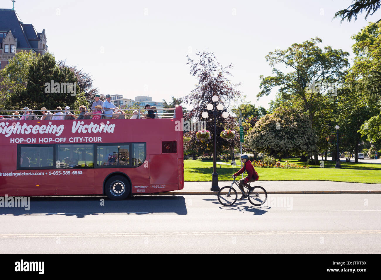 Touristen auf Sightseeing Bus. Victoria BC Kanada Stockfoto
