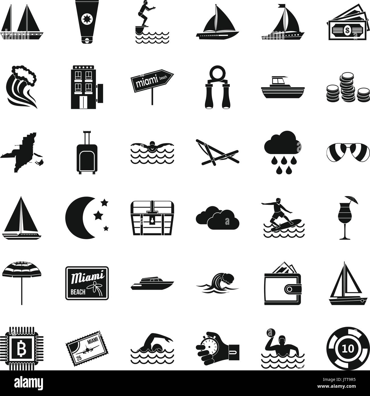 Schwimmen im Wasser Symbole, einfachen Stil Stock Vektor