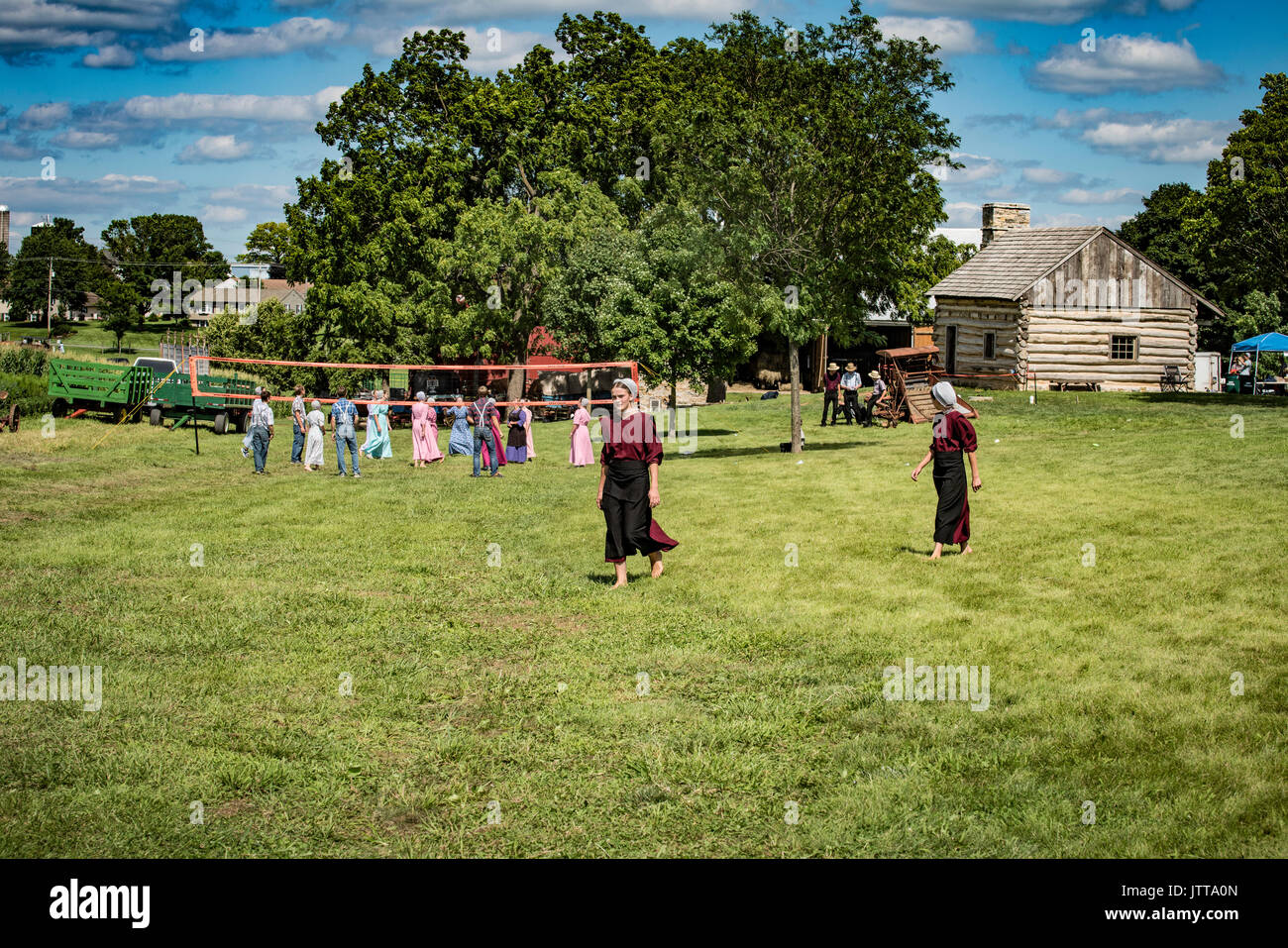 Ernte, dreschmaschine Tage, Displays und Erholung der antiken landwirtschaftliche Geräte und Techniken in Lancaster County. Stockfoto