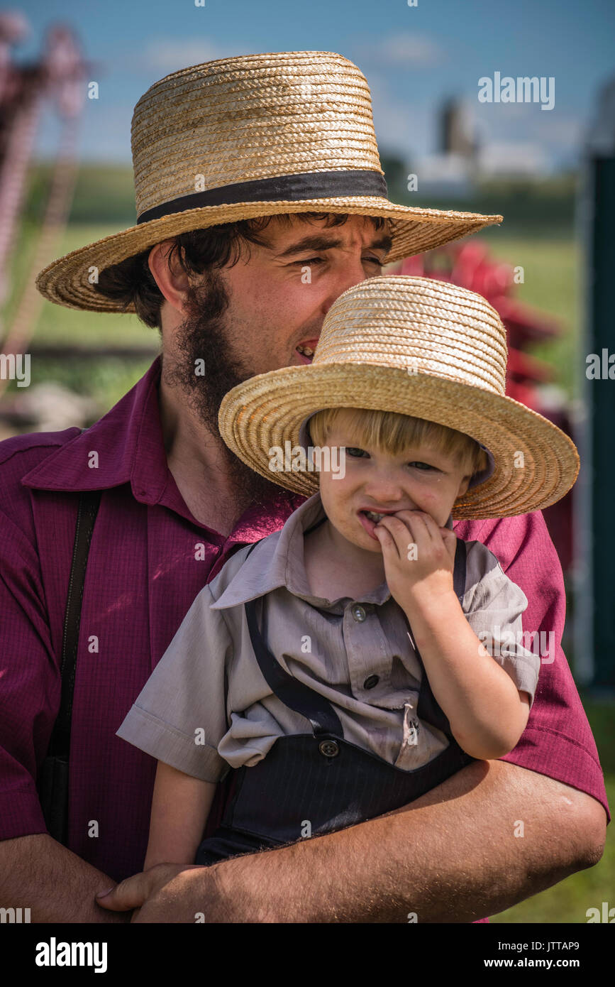 Ernte, dreschmaschine Tage, Displays und Erholung der antiken landwirtschaftliche Geräte und Techniken in Lancaster County. Stockfoto