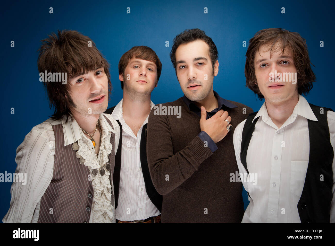 Studio Portrait von Rock Band The Redwalls. Nach rechts: Logan Baren, Rob Jensen, Andreas Langer, Justin Baren Links Stockfoto