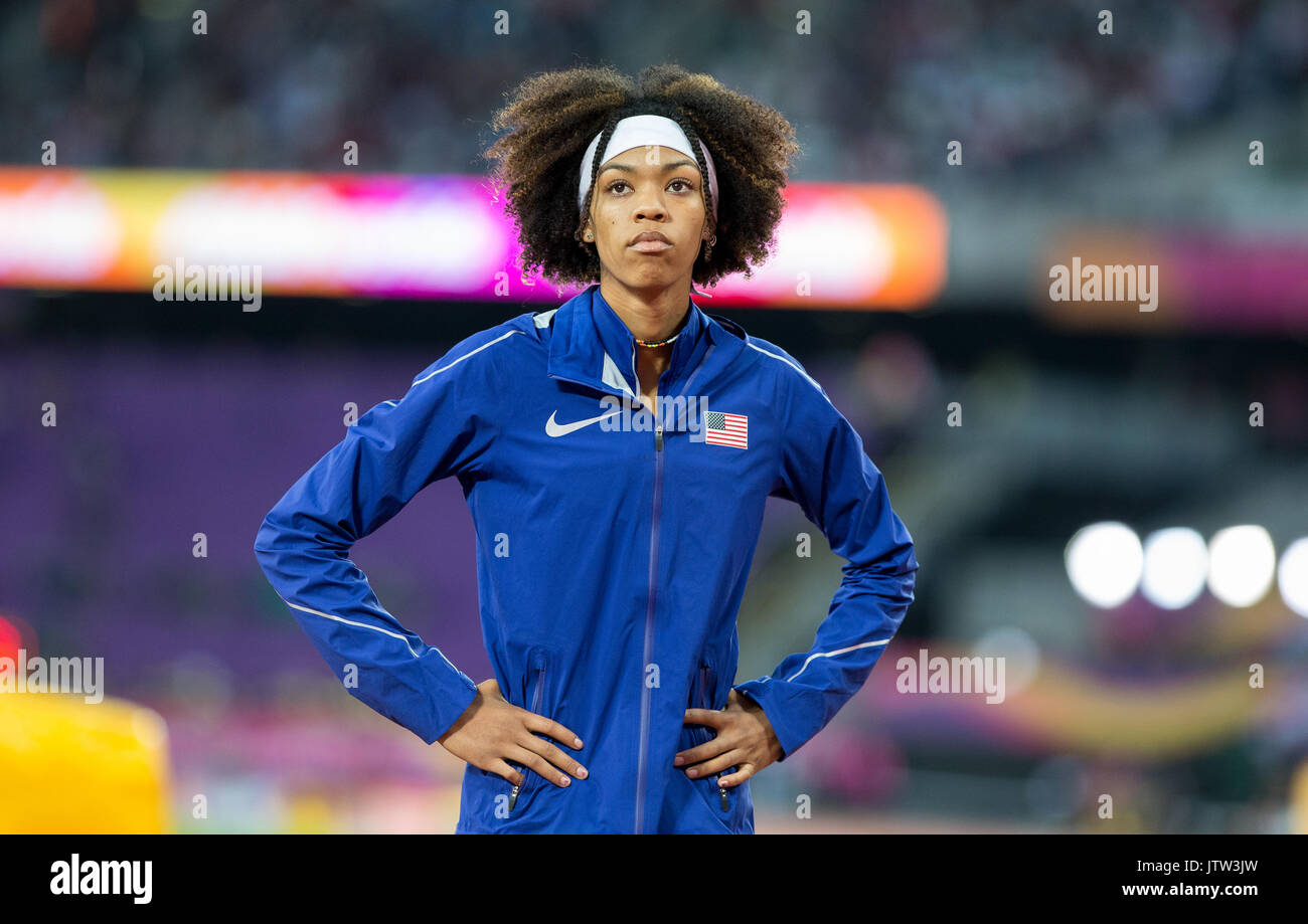London, Großbritannien. 10 August, 2017. Vasthi CUNNINGHAM der USA während der hohen Sprung bei der IAAF Leichtathletik WM 2017 - Tag 7 bei den Olympischen Park, London, England am 10. August 2017. Foto von Andy Rowland. Credit: Andrew Rowland/Alamy leben Nachrichten Stockfoto