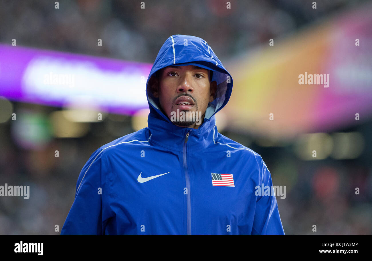 London, Großbritannien. 10 August, 2017. CHRISTIAN TAYLOR der USA während der Dreisprung in dem er gewinnt Gold bei der IAAF Leichtathletik WM 2017 - Tag 7 bei den Olympischen Park, London, England am 10. August 2017. Foto von Andy Rowland. Credit: Andrew Rowland/Alamy leben Nachrichten Stockfoto