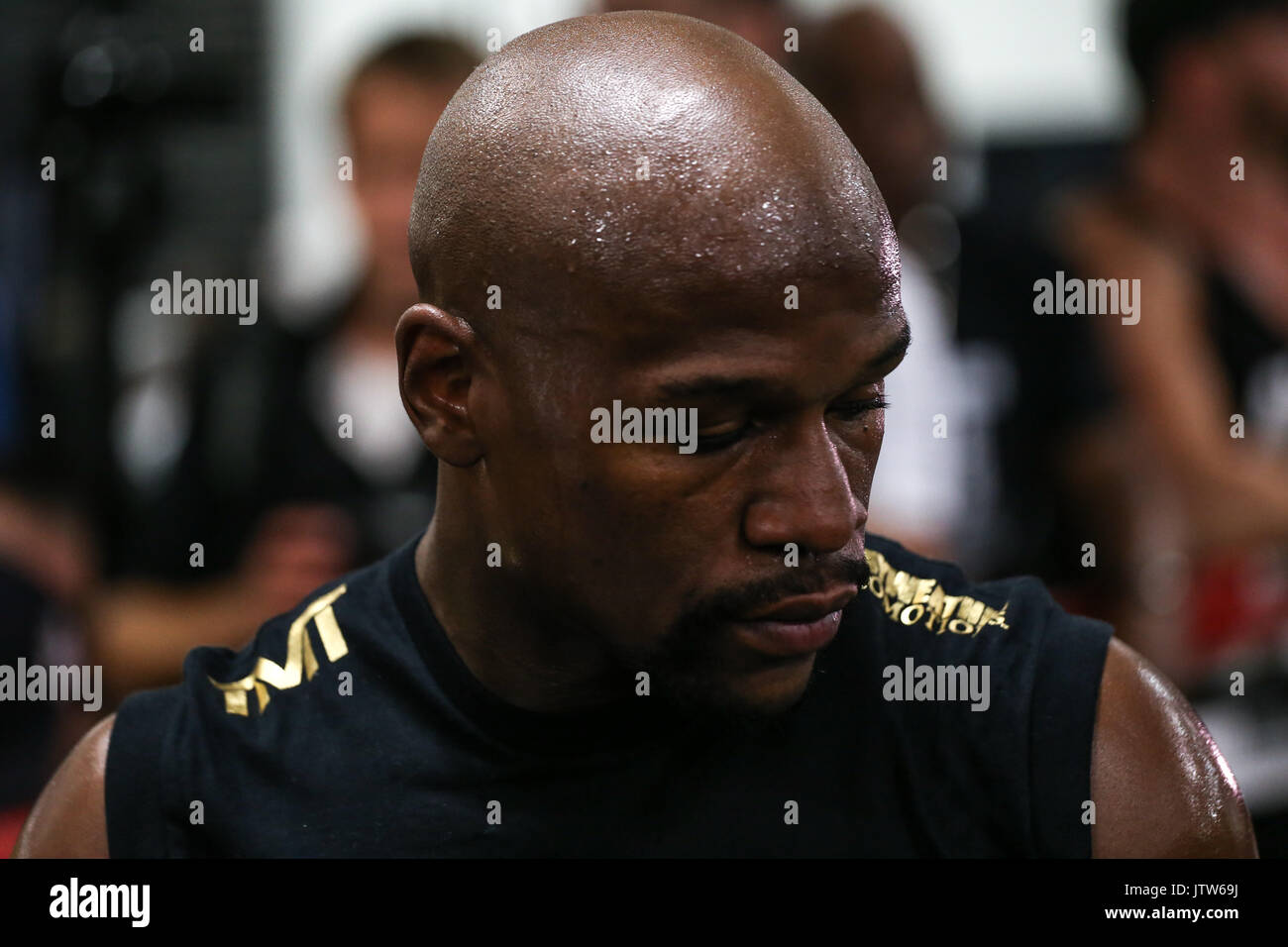Las Vegas, Nevada, USA. 10 Aug, 2017. FLOYD MAYWEATHER JR. besucht eine Medien Tag am Mayweather Boxing Club in Las Vegas, Nevada. Mayweather Jr. kämpfen wird Connor McGregor an der T-Mobile Arena in Nevada am 26. August. Quelle: Joel Engel Juarez/ZUMA Draht/Alamy leben Nachrichten Stockfoto