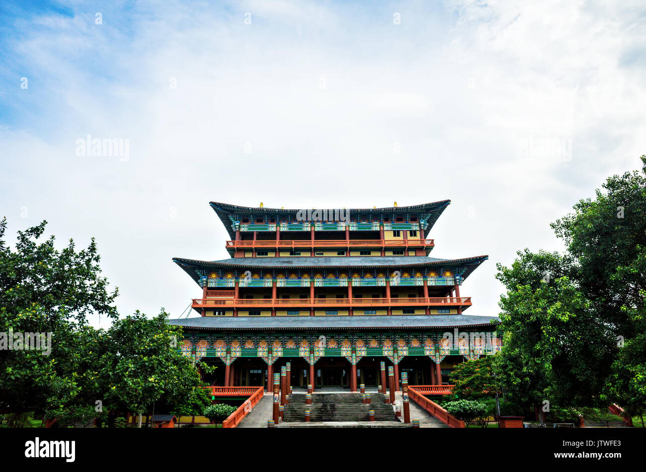 Koreanischen buddhistischen Kloster, lumbini Peace Garden, Nepal Stockfoto