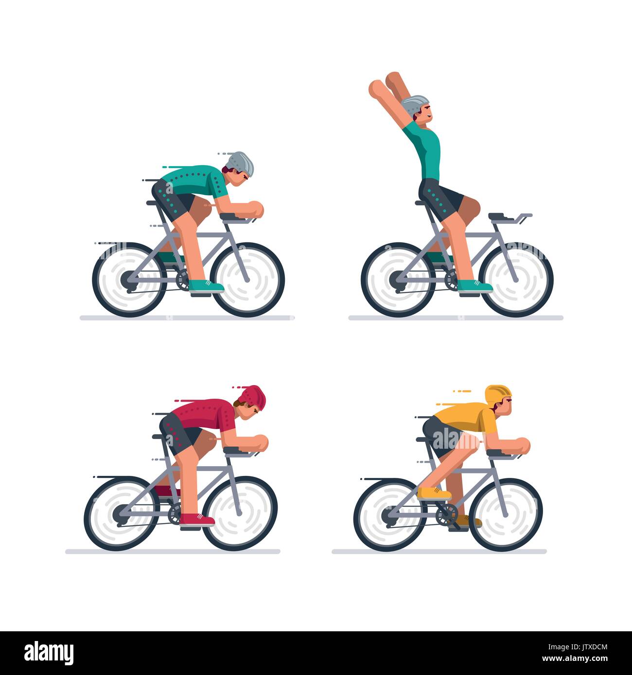 Gruppe von Radfahrern in road racing. Auf weiß isoliert. Vector Illustration Stock Vektor