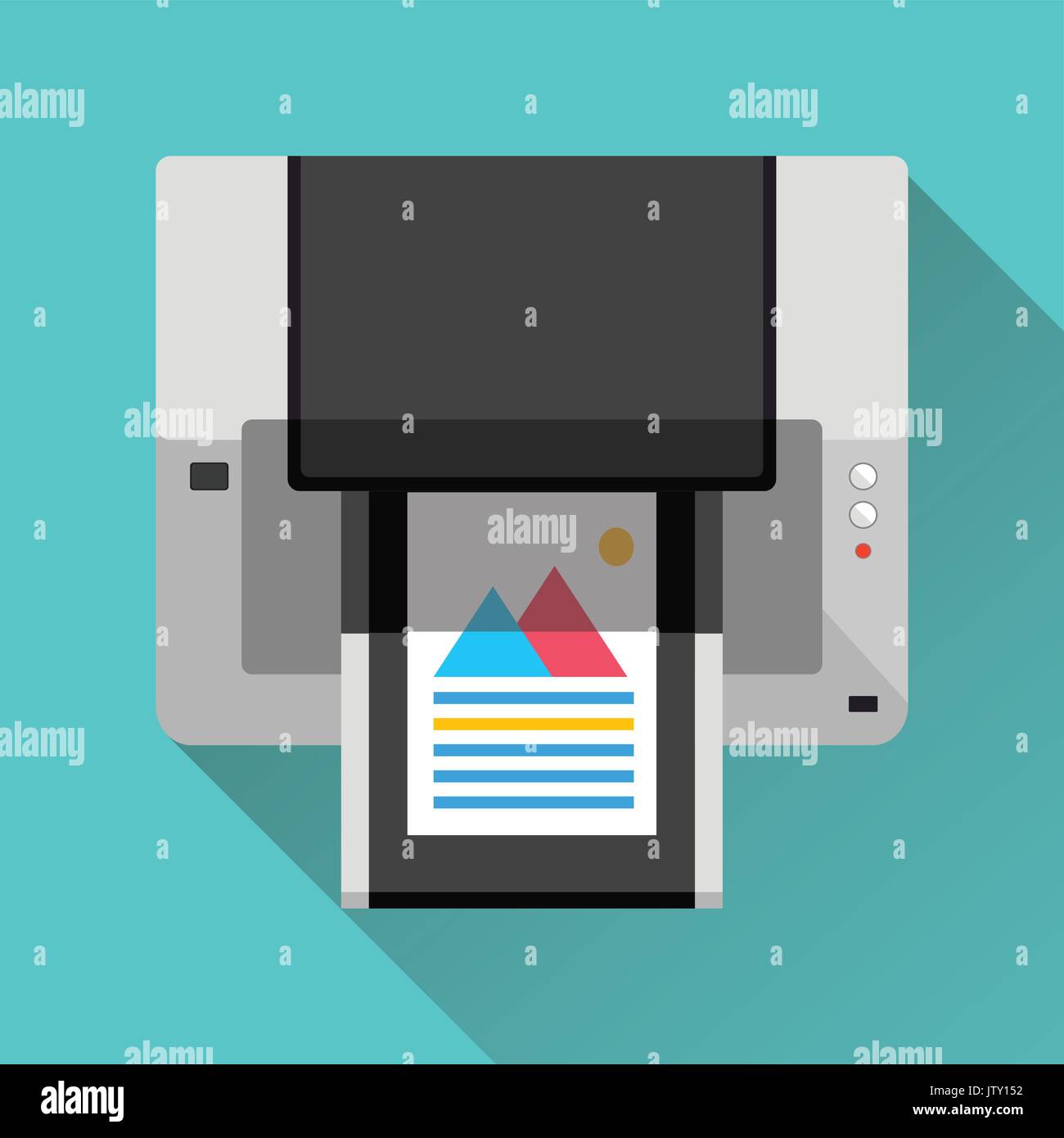 Multifunktionsdrucker. flache Bauform. Vector Illustration. Stock Vektor