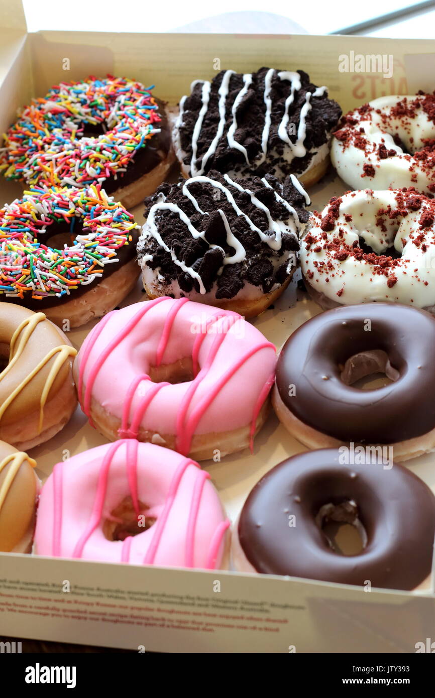 Vielzahl von Ddonuts von Krispy Kreme Stockfoto
