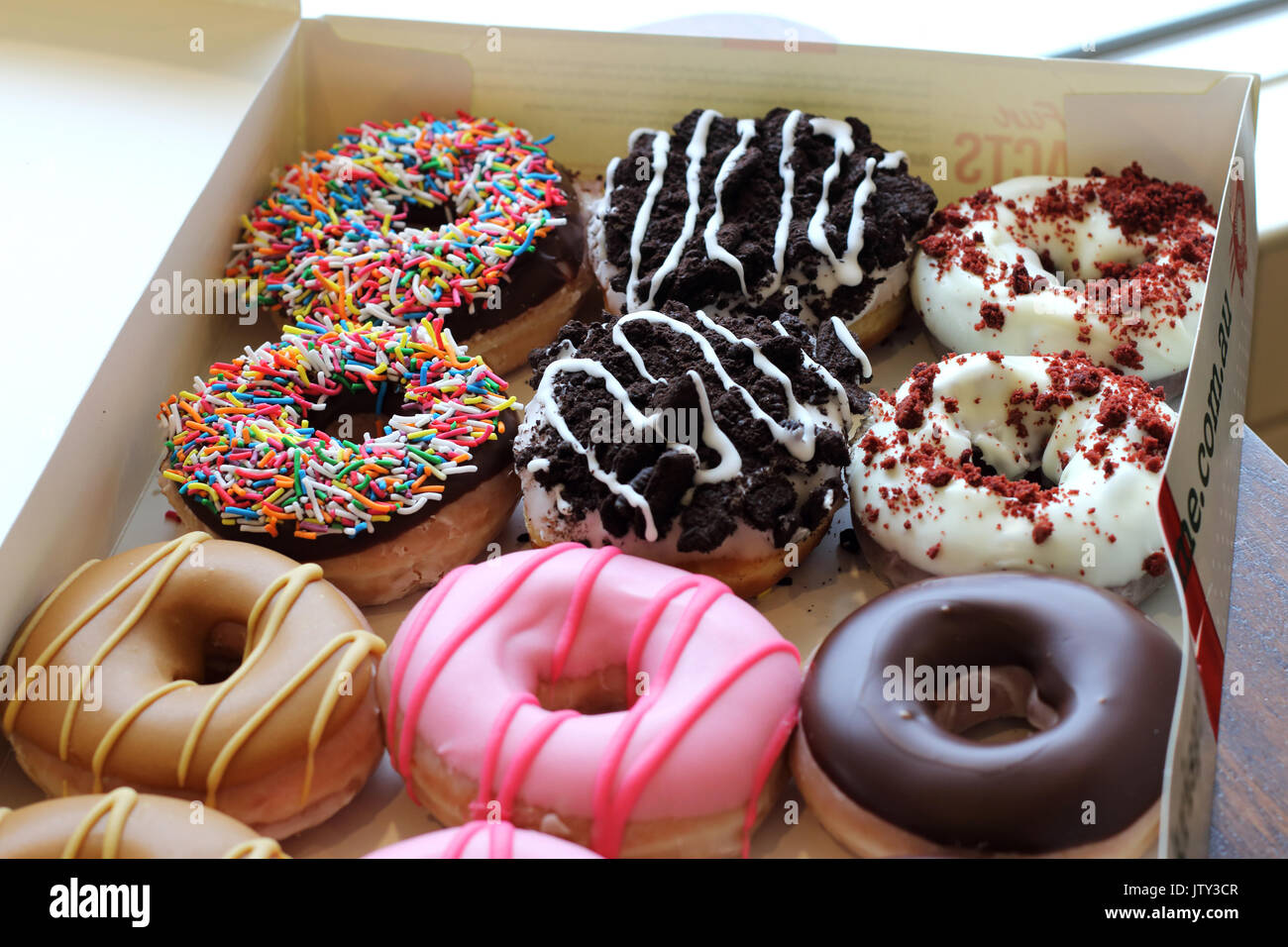 Vielzahl von Ddonuts von Krispy Kreme Stockfoto