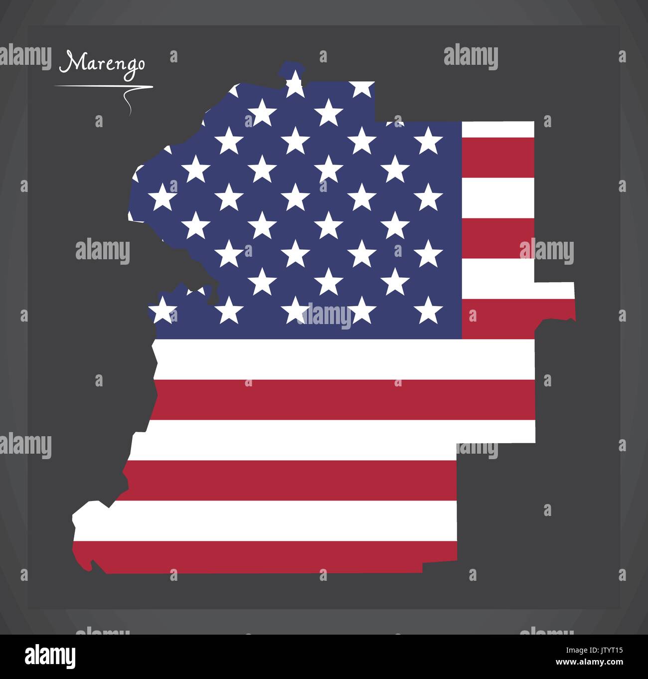 Marengo County Karte von Alabama USA mit Amerikanischen Nationalflagge Abbildung Stock Vektor