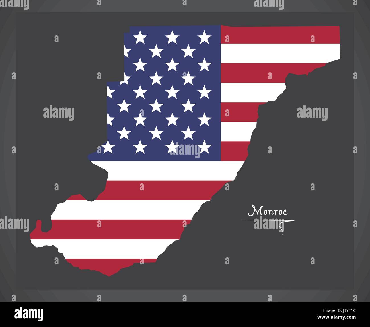 Monroe County Karte von Alabama USA mit Amerikanischen Nationalflagge Abbildung Stock Vektor