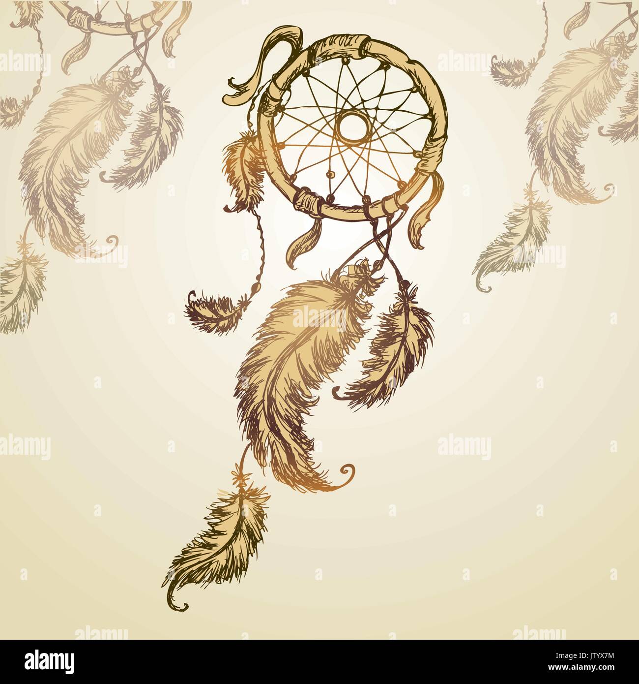 Dreamcatcher, Federn und Perlen. Native american indian Traumfänger, traditionelles symbol Stock Vektor