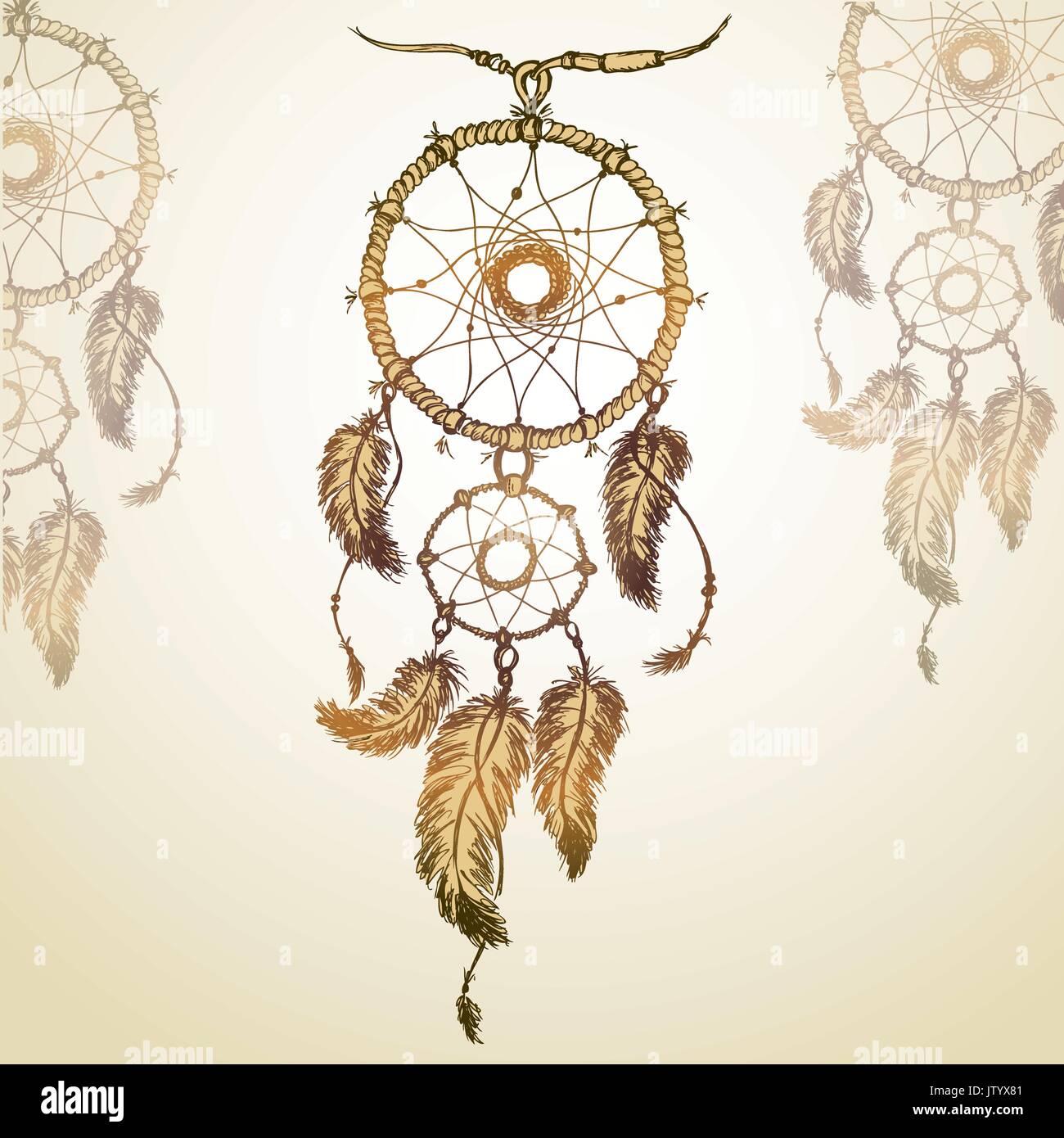 Dreamcatcher, Federn und Perlen. Native american indian Traumfänger, traditionelles symbol Stock Vektor