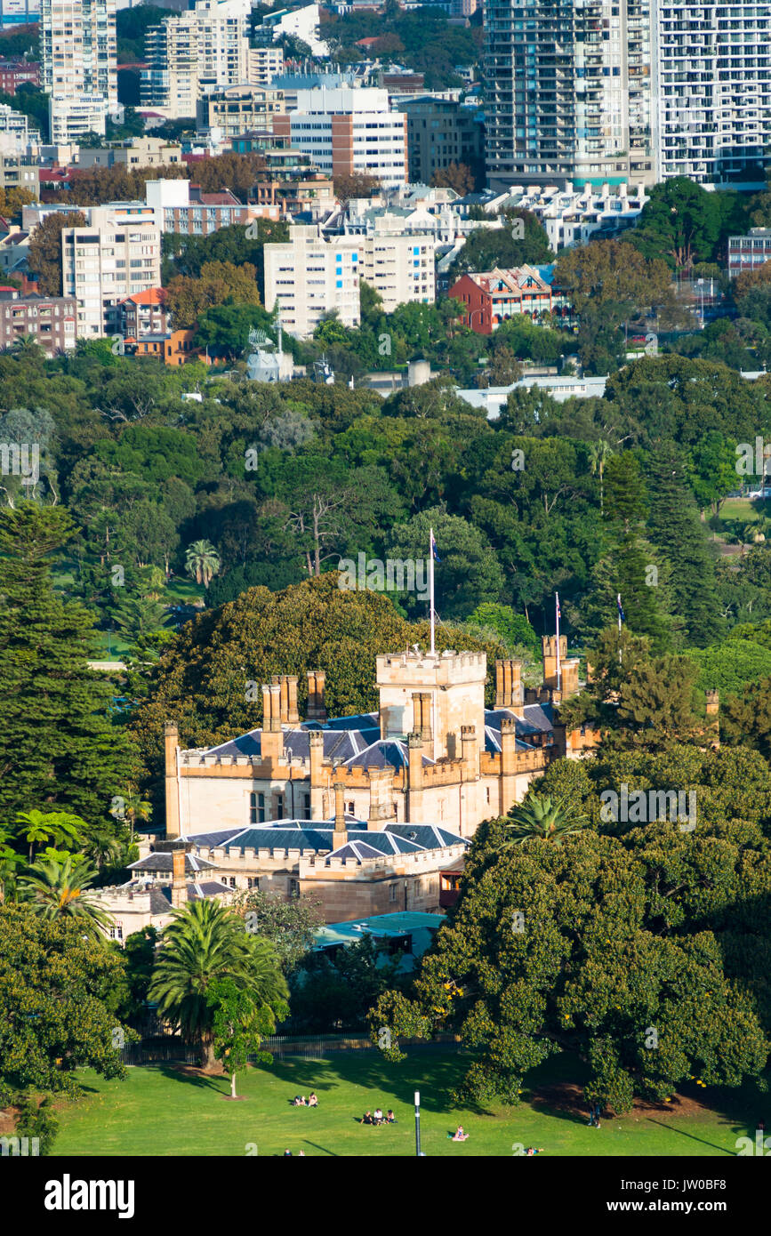 Regierungshaus neben Royal Botanic Gardens, Sydney, New South Wales, Australien. Stockfoto