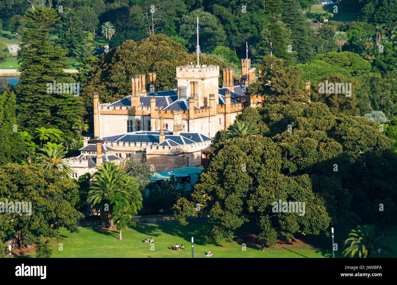 Regierungshaus neben Royal Botanic Gardens, Sydney, New South Wales, Australien. Stockfoto