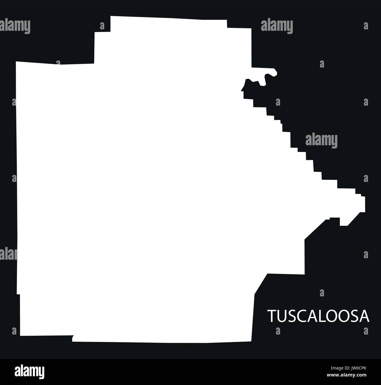 Tuscaloosa County Karte von Alabama USA schwarz invertierte Darstellung Stock Vektor