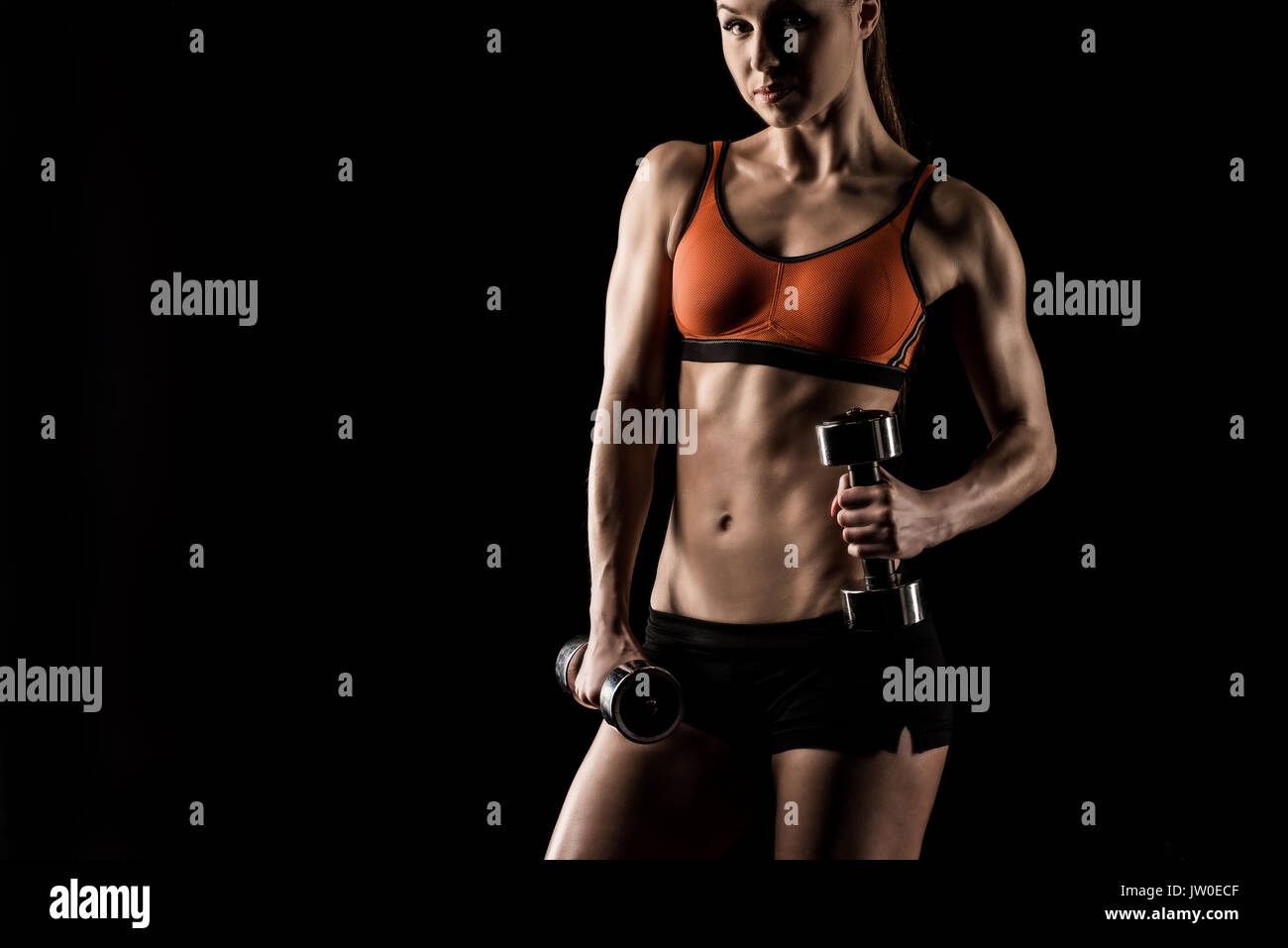 Muskulös Aktiv Athletisch Junge Frau Mit Sexy Po Posiert Zeigt
