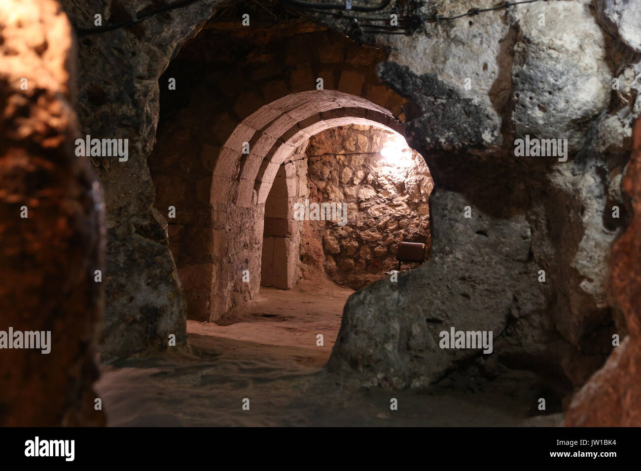 Derinkuyu unterirdische Stadt in Kappadokien, Nevsehir, Türkei Stockfoto