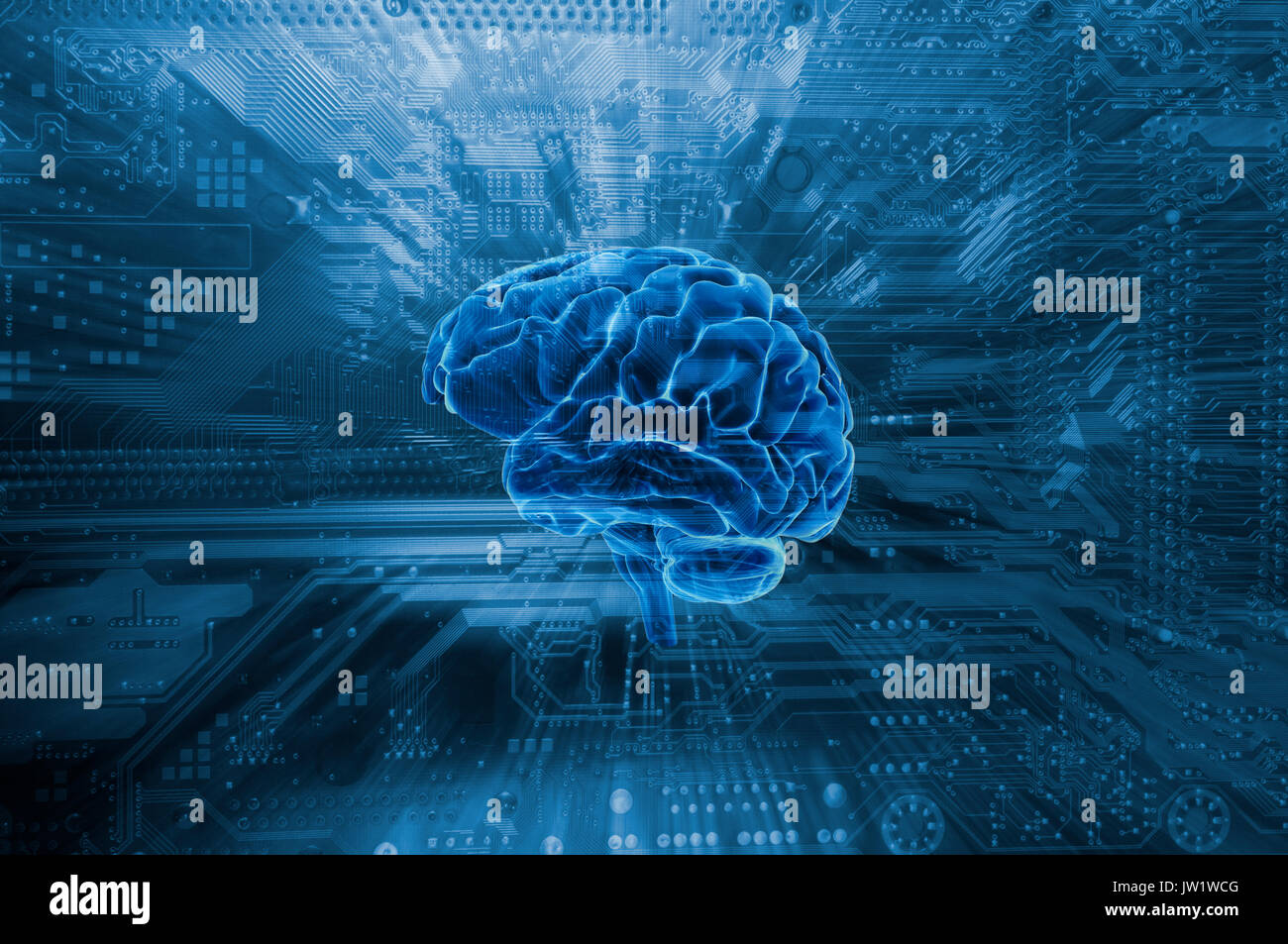 Menschliche Gehirn und Kommunikation, künstliche Intelligenz Stockfoto