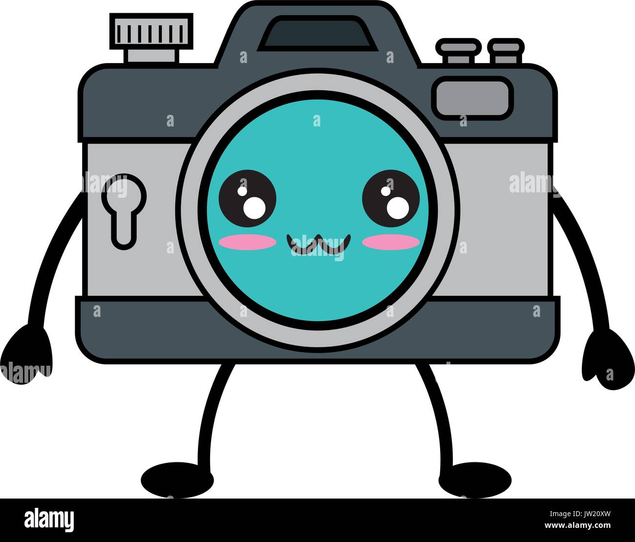 Kawaii Fotografische Kamera Symbol Auf Weissem Hintergrund Vektor Illustration Stock Vektorgrafik Alamy