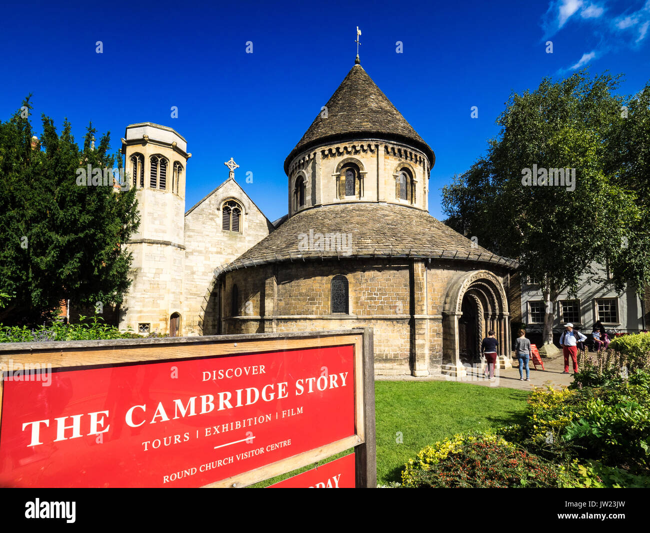 Runde Kirche Cambridge Tourismus - Kirche des Heiligen Sepulchert, besser bekannt als die runde Kirche im Zentrum von Cambridge bekannt, um 1130 erbaut Stockfoto