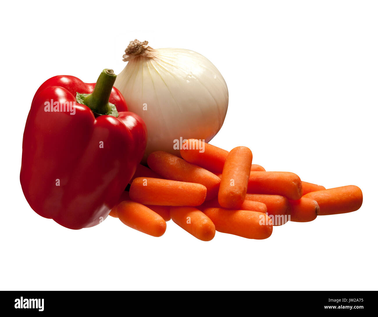 Pfeffer Zwiebeln und Karotten Stockfoto