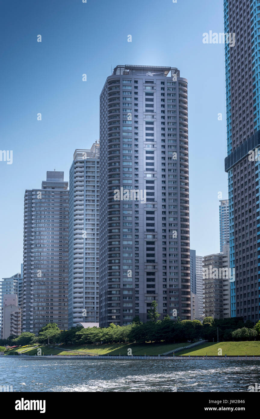 Blick von der Sumida River, Tokio, Japan Stockfoto