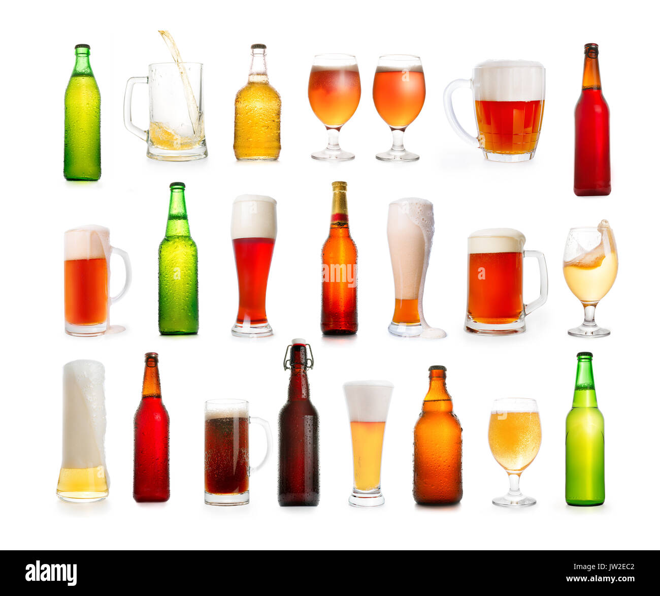 Bier große thematische Sammlung. Verschiedene Arten von Bier in Gläsern