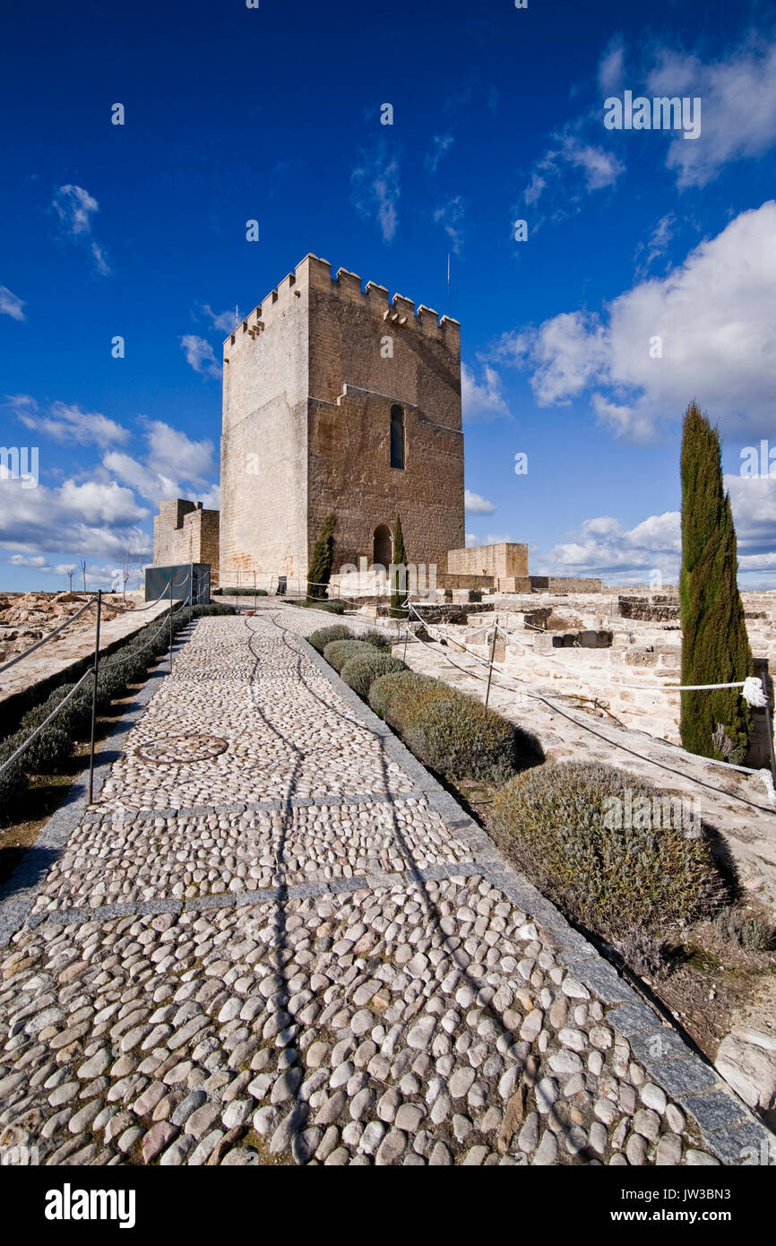 Südturm in der Burg namens La Mota in Alcala La Real, Andalusien, Spanien Stockfoto