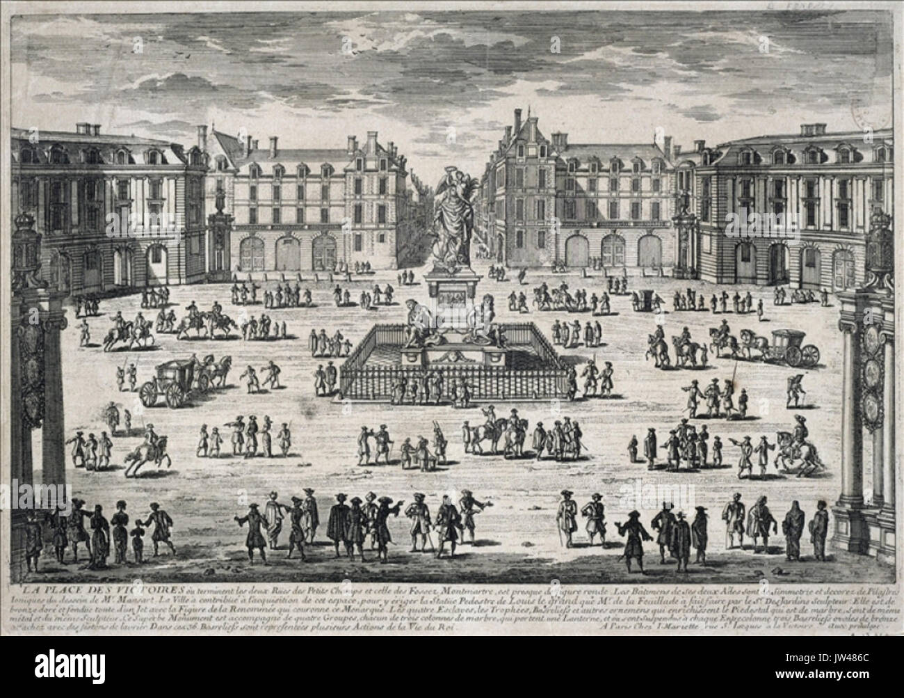 Paris Place des Victoires Aquarell von Adam Perelle 1695, 1660 Stockfoto