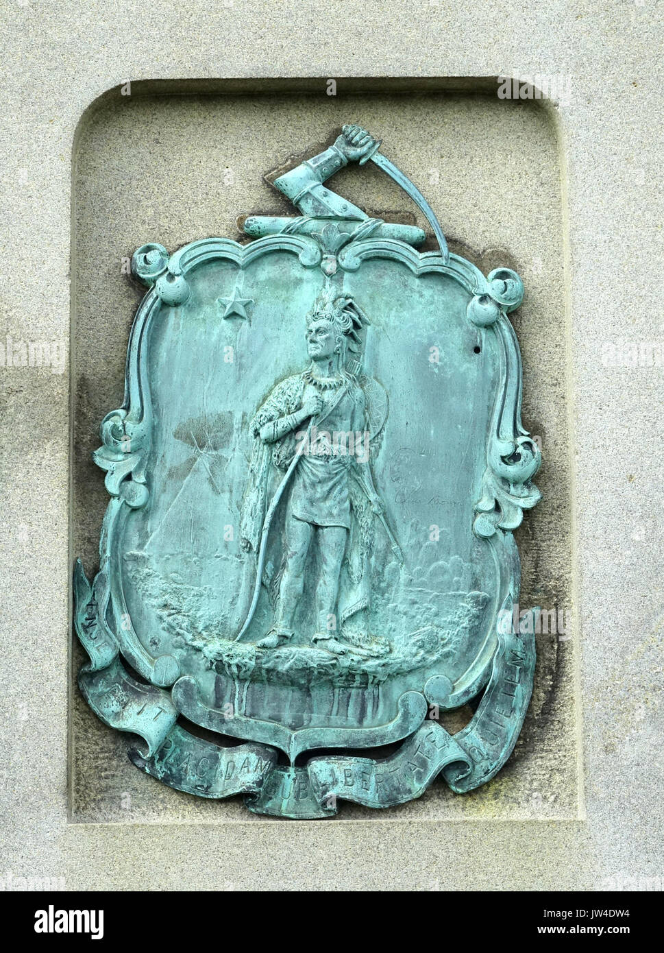 Staaten Dichtung auf der Bürgerkrieg Denkmal von dem Aufseher Jagd Mosman Westfield, Massachusetts DSC 02326 Stockfoto