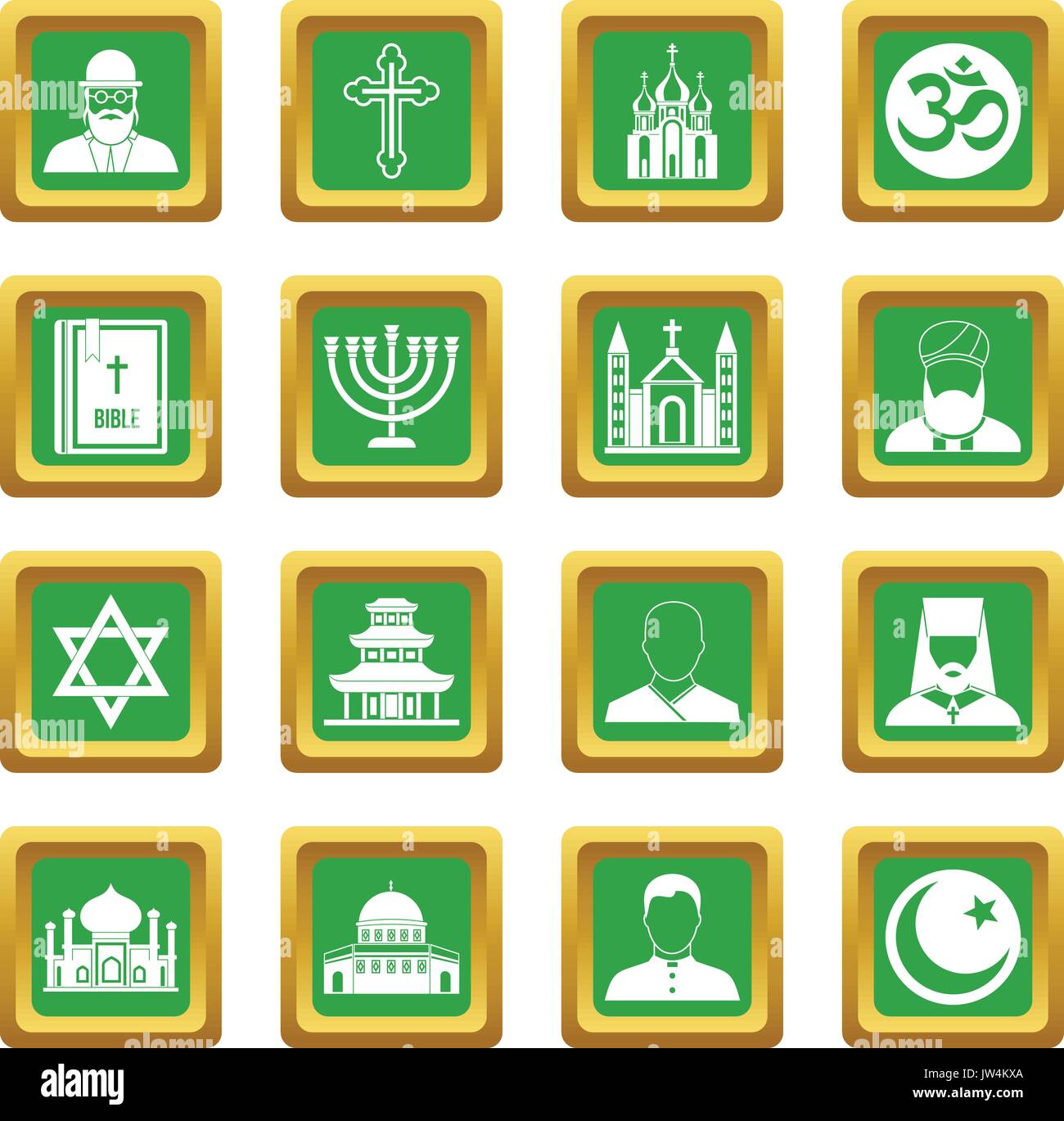 Religiöses Symbol Symbole set Grün Alamy