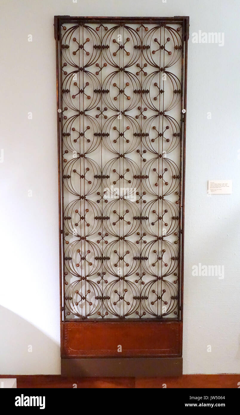 Grill einer Aufzugskabine aus der Chicago Stock Exchange, Louis UHR Sullivan Designer, 1893 1894, Schmiedeeisen mit Gusseisen details Krannert Art Museum, UIUC DSC 06555 Stockfoto