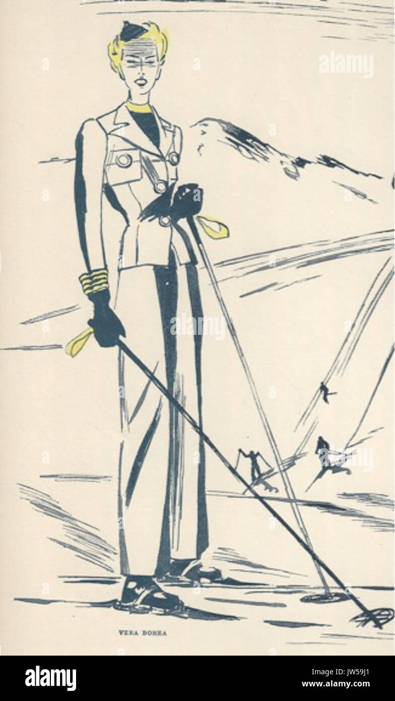 VERA BOREA SKIANZUG 1937 Stockfoto