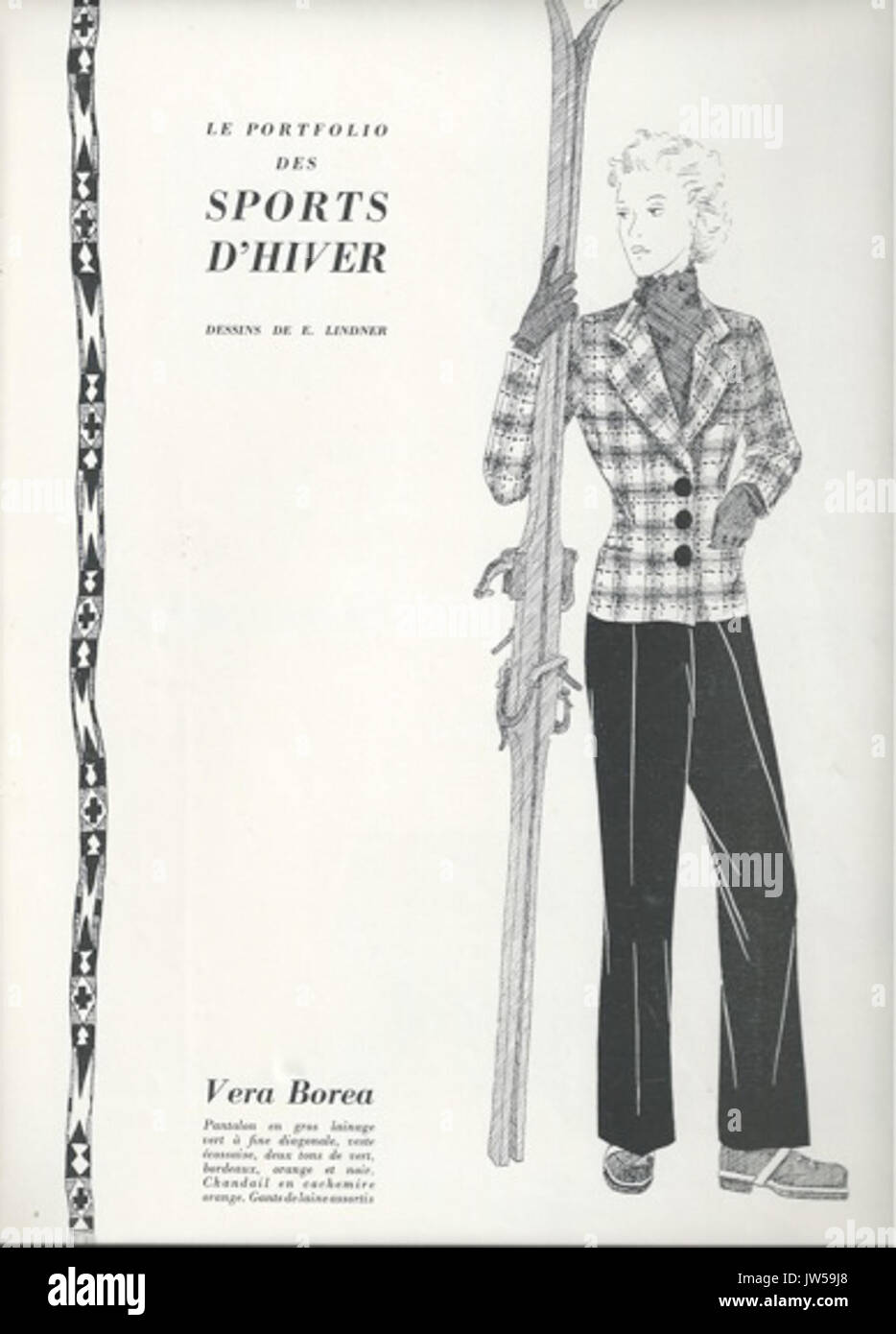 VERA BOREA SKI OUTFIT 1937 Stockfoto