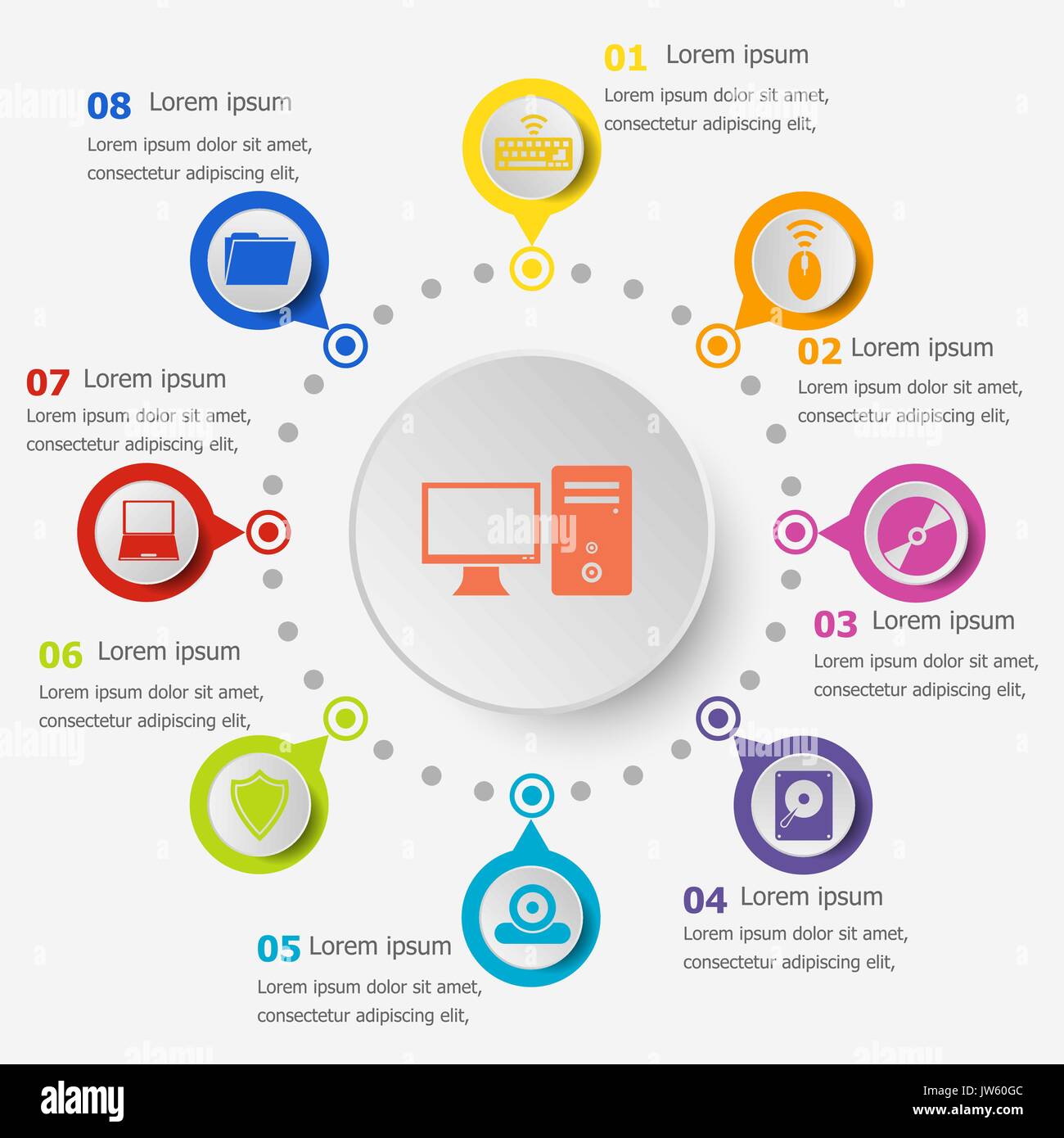 Infografik Vorlage mit Computer Icons, Vektor Stock-Vektorgrafik - Alamy