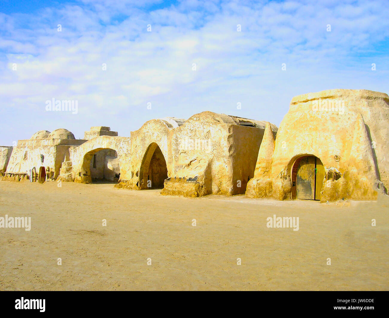 Sahara, Tunesien - Januar 03, 2008: Verlassene Sets für die Dreharbeiten für den Film Star Wars Stockfoto
