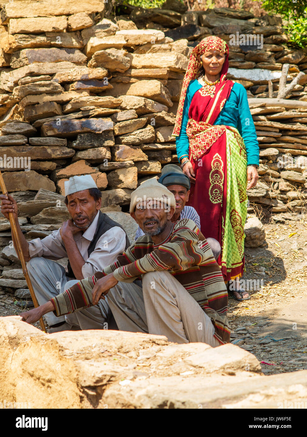 Inabitants von Tulla Kote Dorf im verfügbares Teil verfügbare Teile des Bereich, bekannt durch Jim Corbett im verfügbares Teil verfügbare Teile des maneater Geschichte, Uttarakhand, Indien Stockfoto
