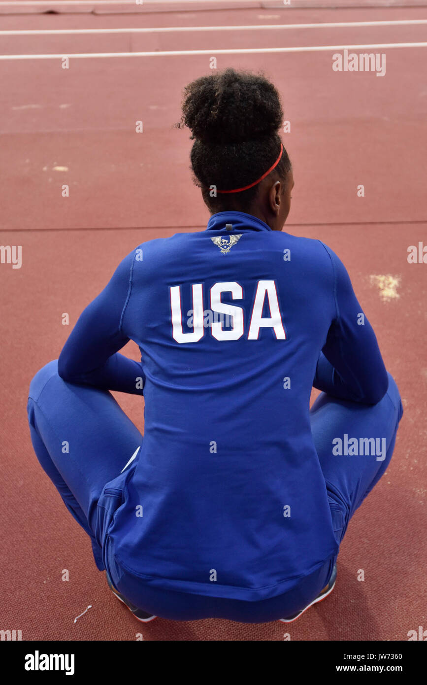 London, Großbritannien. 11. August 2017. Dritte platziert Tianna Bartoletta (USA) in Langen der Frauen springen Finale bei den Londoner Stadion, am Tag acht Der IAAF World Championships in London 2017. Credit: Stephen Chung/Alamy leben Nachrichten Stockfoto