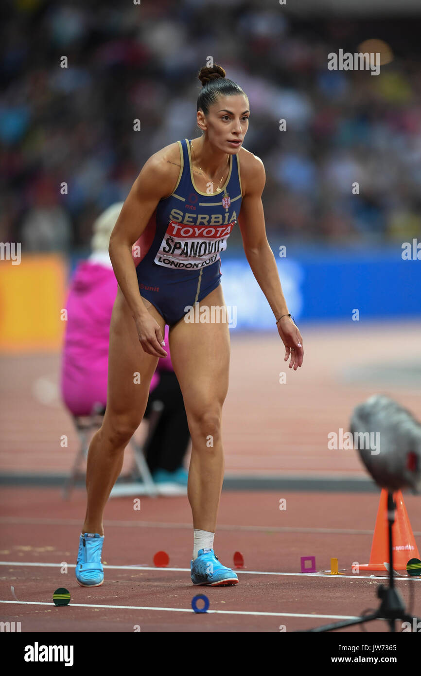 London, Großbritannien. 11. August 2017. Ivana Španovic (SRB) in Langen der Frauen springen Finale bei den Londoner Stadion, am Tag acht Der IAAF World Championships in London 2017. Credit: Stephen Chung/Alamy leben Nachrichten Stockfoto