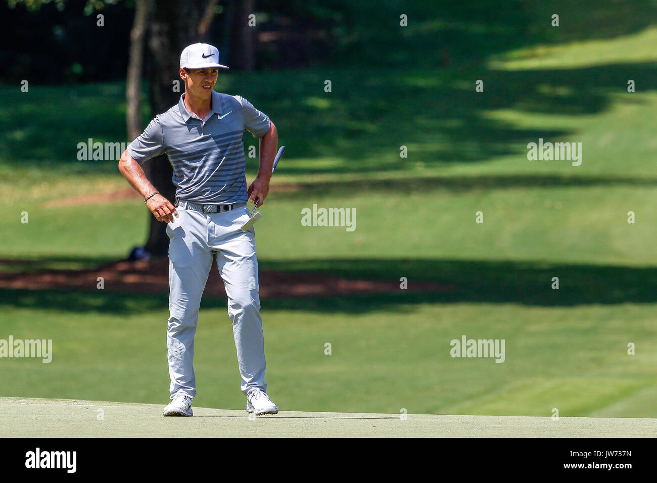 August 10, 2017: Thorbjorn Olesen von Dänemark am 12. Grün während der ersten Runde der 99th PGA Championship an der Wachtel-Höhle Club in Charlotte, NC. (Scott Kinser/Cal Sport Media) Stockfoto