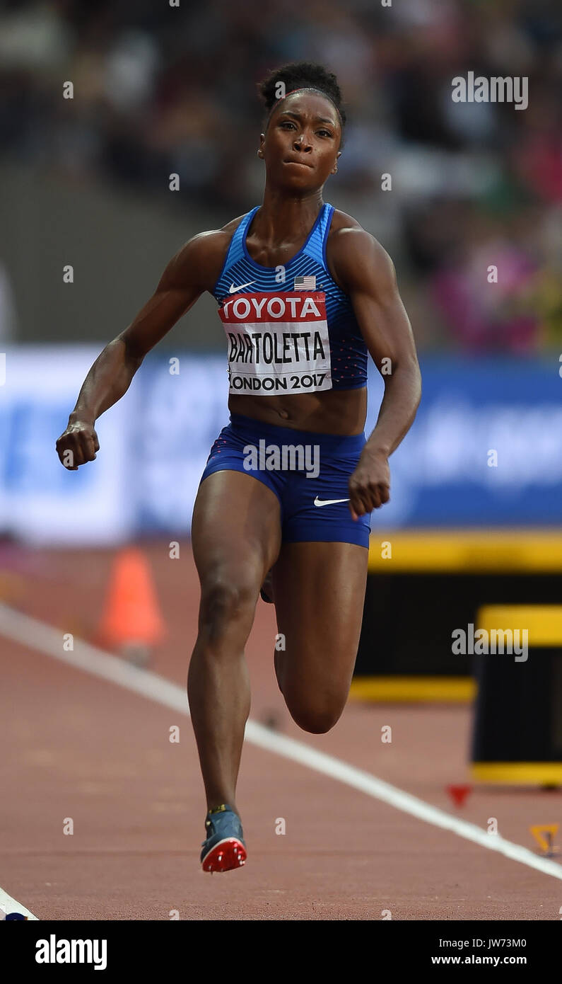 London, Großbritannien. 11 Aug, 2017. Tianna Bartoletta der USA Sprünge im Weitsprung Finale in London 2017 IAAF Weltmeisterschaften in der Leichtathletik. Credit: Ulrik Pedersen/Alamy leben Nachrichten Stockfoto