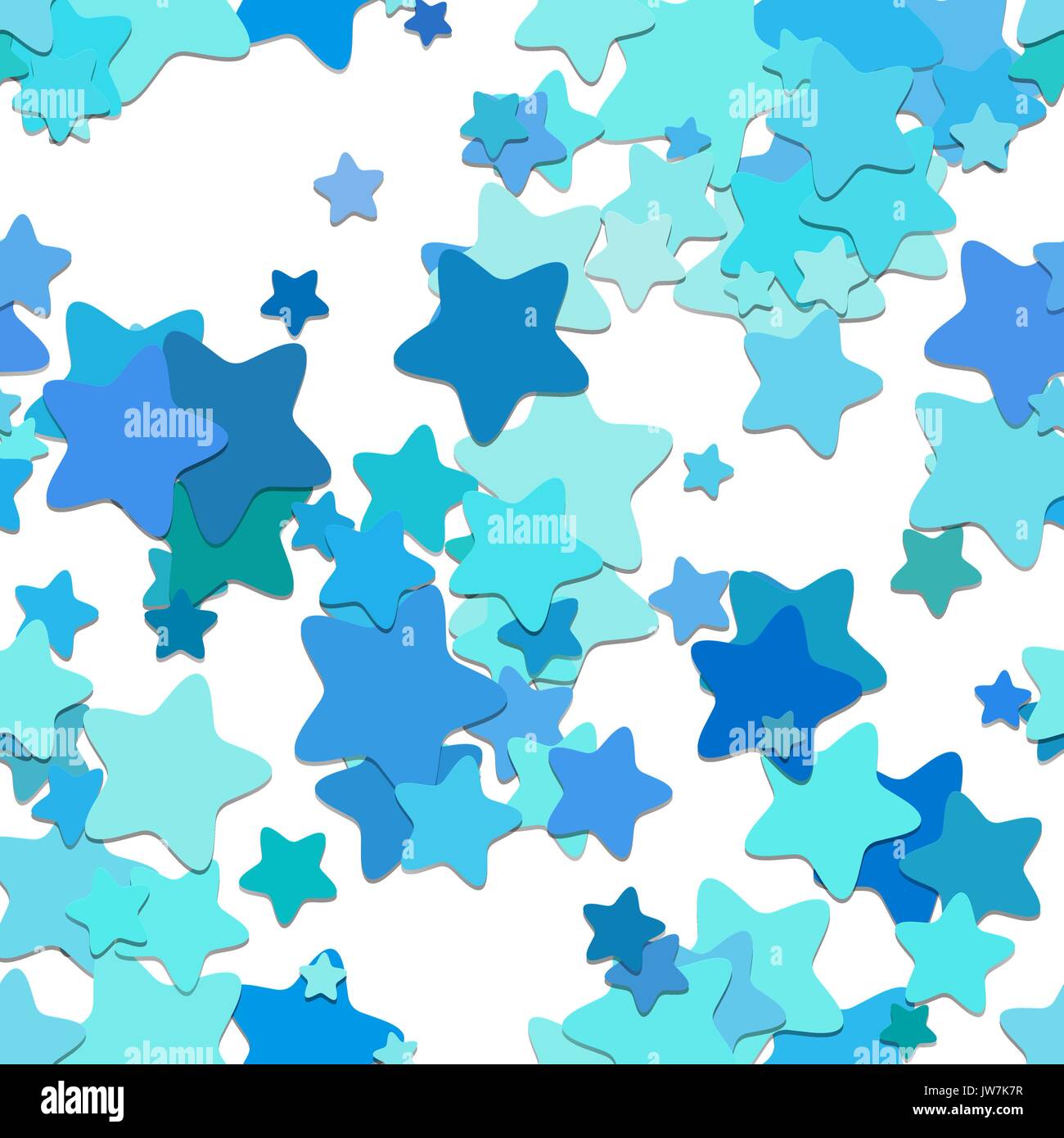 Nahtlose star Hintergrund Muster - vektor design aus Abgerundeten pentagramm Sterne in Cyan Töne mit schatteneffekt Stock Vektor